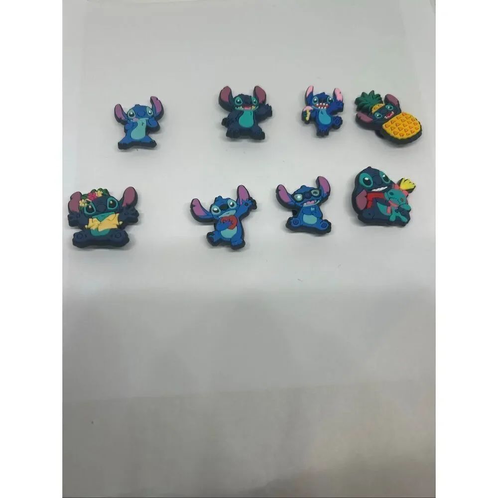 Lot of 8 Stitch Shoe Charms – Cute Character Accessories for Clogs 💙🌺🍍